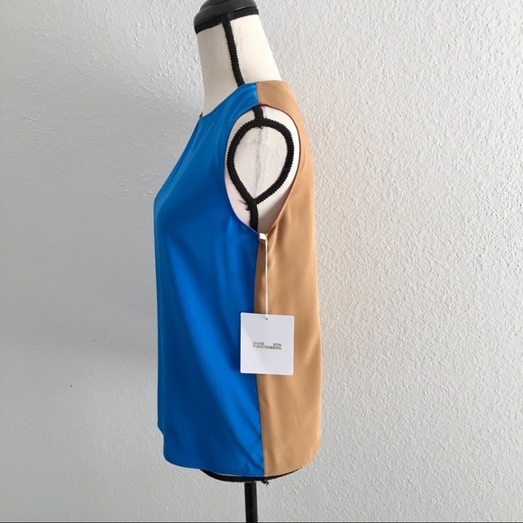 NWT DVF Fall 2017 colorblock silk sleeveless top - Picture 5 of 8